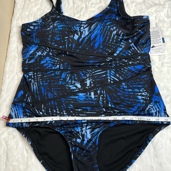 NEW Swimsuits for All Spliced tank one piece swimsuit blue Hawaiian print - Picture 14 of 14
